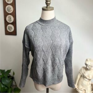 Raya Soft Knit Grey Minimalist Mockneck Sweater Medium